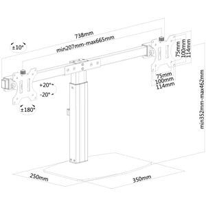 Neomounts FPMA-D865DBLACK Monitor stand 10-27" - gas spring. Mounting: Freestanding, Maximum weight capacity: 6 kg, Minimu