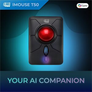 Adesso iMouse T50 Wireless Programmable Ergonomic Trackball Mouse - Optical - Wireless - 30 ft - Radio Frequency - 2.40 GH
