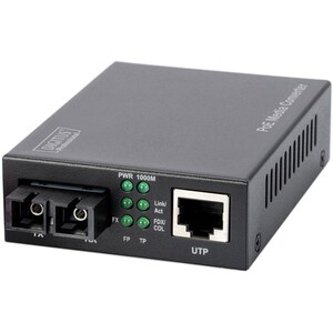DIGITUS Professional DN-82160 Transceiver/Medienkonverter - 2 Anschluss(e)Netzwerk (RJ-45) - 1 x PoE (RJ-45) Anschlüsse - 