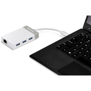 TRENDnet USB-C to Ethernet Gigabit Adapter, TUC-ETGH3, USB-C Hub with RJ-45 Gigabit, Windows and Mac Compatible, 3 x USB 3