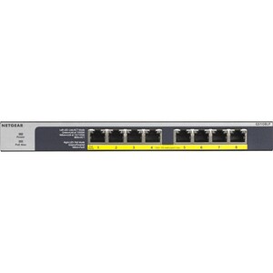 8-Port Gigabit Ethernet PoE+ flex Unmanaged Switch mit bis zu 130W PoE Budget, Tisch-, Wand oder Rackmontage (GS108LP), Me