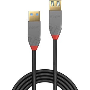 LINDY Anthra Line 1 m USB Datentransferkabel - Zweiter Anschluss: 1 x USB 3.0 Type A - Female - 5 Gbit/s - Verlängerungska