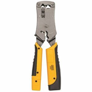 Eaton Tripp Lite Series RJ11/RJ12/RJ45 Wire Crimper with Built-in Cable Tester - Black, Yellow - Ergonomic Design, Non-sli