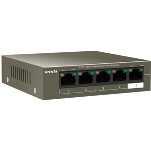 Tenda TEG1105P-4-63W 5 Ports Ethernet Switch - 2 Layer Supported - Twisted Pair - Desktop