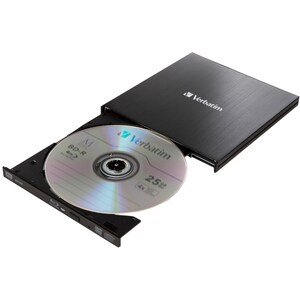 Verbatim Blu-ray Writer - External - Black - BD-R/RE Support - USB 3.0 - Slimline - BUS Powered