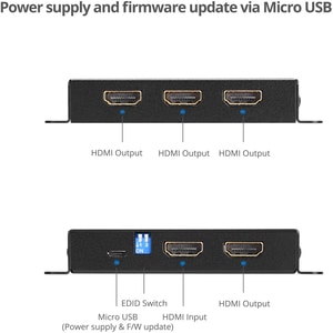 SIIG 4 Port HDMI 2.0 HDR Mini Splitter Amplifier with EDID Management - 4 Port HDMI Splitter- 4K60Hz- 1x4 HDMI Splitter- H