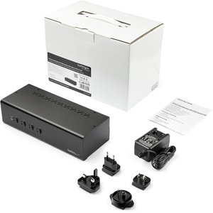 StarTech.com 4 Port Dual Monitor DVI KVM Switch - Dual Screen Display Compact USB KVM Switch with USB 3.0 Hub & Audio - TA