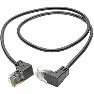 Tripp Lite by Eaton N201-SR1-BK Right-Angle Cat6 UTP Patch Cable - 1 ft., M/M, Slim, Black - 1 ft (0.30 m) Category 6 Netw