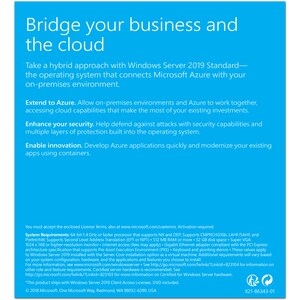 Microsoft Windows Server 2019 Standard 64-bit - License - 16 Core - OEM - DVD-ROM - PC