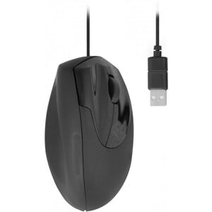Urban Factory USB Wired Ergo Mouse Right Hand - Optical - Cable - Black - 1 Pack - USB 2.0 - 2400 dpi - Scroll Wheel - 3 B