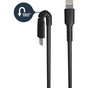 StarTech.com 6 foot/2m Durable Black USB-A to Lightning Cable, Rugged Heavy Duty Charging/Sync Cable for Apple iPhone/iPad