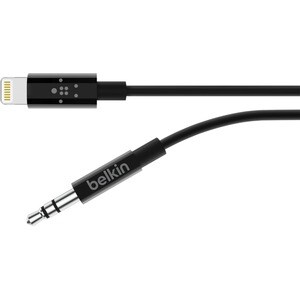 Belkin 3.5 mm Audio Cable With Lightning Connector - 3 ft Lightning/Mini-phone Audio/Data Transfer Cable for Audio Device,