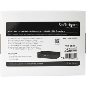 StarTech.com SV231DPU34K. Tastatur Porttyp: USB, Maus Porttyp: USB, Video Porttyp: DisplayPort. HD type: 4K Ultra HD, Maxi