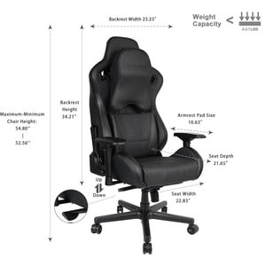 Anda Seat Dark Knight Series Gaming Chair - For Gaming - Memory Foam, Polyvinyl Chloride (PVC), Carbon Fiber, PU Leather -