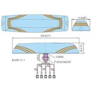 B+B SmartWorx 5-in-1 Low-Profile MiMo Antenna - 690 MHz to 960 MHz, 1710 MHz to 2170 MHz, 2500 MHz to 2700 MHz, 2.4 GHz to