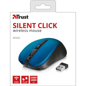 Trust Mydo Mouse - Radio Frequency - USB 2.0 - Optical - 4 Button(s) - Blue - Wireless - 1800 dpi - Scroll Wheel - Symmetr