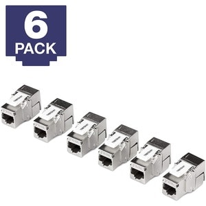 TRENDnet Shielded Cat6A Keystone Jack, 6-Pack Bundle, TC-K06C6A, 180° Angle Termination, Compatible with Cat5/Cat5e/Cat6 C