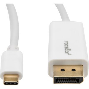 Rocstor Premium 10ft / 3m USB Type C to DisplayPort Cable - USB C to DP Cable - 4K 60Hz - White - DisplayPort/USB for Vide