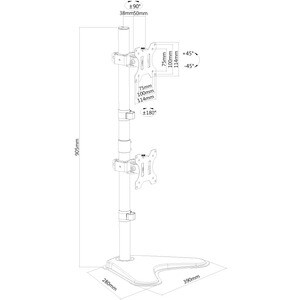 Neomounts - Supporto per doppio monitor da 10" a 32", regolabile in altezza, portata 16kg, VESA max 100x100