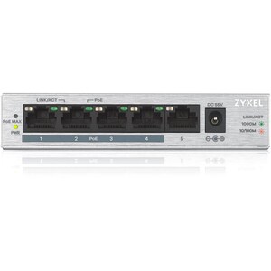 Zyxel 5 Port Gigabit Ethernet Unmanaged POE+ Switch | 4 x PoE+ @ 60W | Plug & Play | Sturdy Metal Housing | Desktop or Wal
