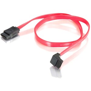 C2G 18in 7-pin 180° to 90° 1-Device Serial ATA Cable - Female SATA - Female SATA - 18" - Translucent Red