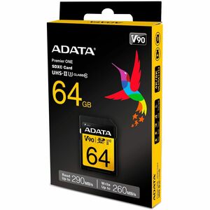 Adata Premier ONE 64 GB Class 10/UHS-II (U3) V90 SDXC - 290 MB/s Read - 260 MB/s Write - Lifetime Warranty