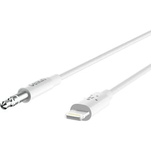 Belkin 3.5 mm Audio Cable With Lightning Connector - 3 ft Lightning/Mini-phone Audio/Data Transfer Cable for Audio Device,