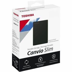 Toshiba Canvio Slim 1 TB Portable Hard Drive - 2.5" External - Black - Desktop PC Device Supported - USB 3.2 (Gen 1), USB 2.0