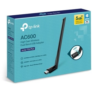 TP-Link Archer T2U Plus - IEEE 802.11ac Dual Band Wi-Fi Adapter for Desktop/Notebook - with 2.4GHz - 5GHz High Gain Dual B