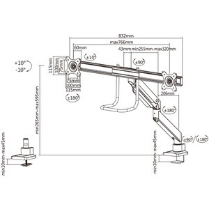 Neomounts Neomounts Pro NM-D775DXSILVER Desk Mount for Flat Panel Display - Silver - 2 Display(s) Supported - 81.3 cm (32"