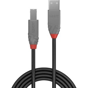LINDY Anthra Line 2 m USB Data Transfer Cable - First End: 1 x USB 2.0 Type A - Male - Second End: 1 x USB 2.0 Type B - Ma