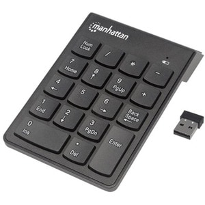 Numeric Keypad, Wireless (2.4GHz), USB-A Micro Receiver, 18 Full Size Keys, Black, Membrane Key Switches, Auto Power Manag