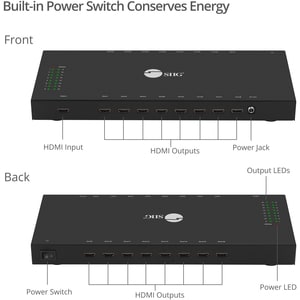 SIIG 1x16 HDMI Splitter with 3D and 4Kx2K - 3840 × 2160 - 1 x HDMI In - 16 x HDMI Out - Metal