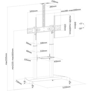 Neomounts Neomounts Pro PLASMA-M1950E Height Adjustable Display Stand - Up to 254 cm (100") Screen Support - 100 kg Load C