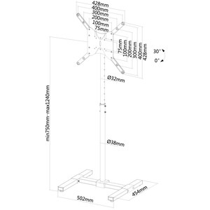 Neomounts Neomounts Pro NS-FS100BLACK Height Adjustable Display Stand - Up to 106.7 cm (42") Screen Support - 25 kg Load C