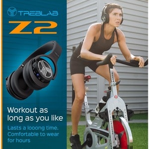 TREBLAB Z2 |Over Ear Workout Headphones with Microphone |Bluetooth 5.0, ANC|Wireless Headphones for Sport, Running, Gym(Bl