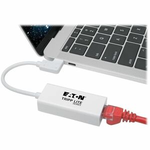 Eaton Tripp Lite Series USB-C to Gigabit Network Adapter with Right Angle USB-C, Thunderbolt 3 Compatibility - White - Thu