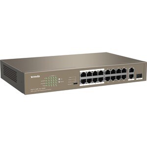Tenda 16FE+2GE/1SFP Desktop Switch With 16-Port PoE - 16 Ports - Fast Ethernet, Gigabit Ethernet - 10/100Base-TX, 10/100/1