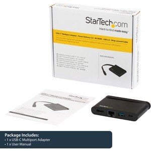 StarTech.com USB-C Multiport Adapter with HDMI - 1xA - 1xC - 100W PD 3.0 - for Notebook, Monitor - 100 W - USB Type C - 3 