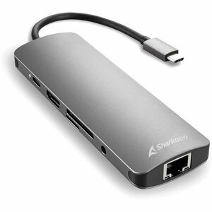 Sharkoon USB-Typ C Docking Station - Ladefunktion - Speicherkartenleser - SD, microSD, Multimedia-Karte Mikrogröße - Dunke