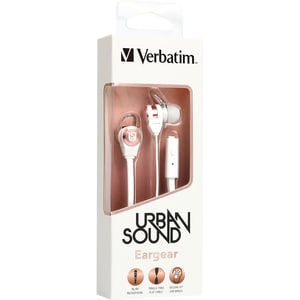 Verbatim Urban Sound Wired Earbud Stereo Earset - White, Rose Gold - Binaural - In-ear - 32 Ohm - 20 Hz to 20 kHz - 120 cm