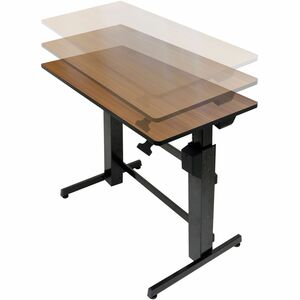 Ergotron WorkFit-D 升降桌 - 核桃, 三聚氰胺层压板 顶端 - 丁字形 底座 - 可调节高度 x 1209.04 毫米 桌面宽度 x 596.90 毫米 桌面深度 x 20.32 毫米 桌面厚度 - 1285.24 毫米 高