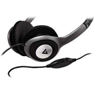 V7 HA520-2EP Wired Over-the-head Binaural Stereo Headphone - Black, Grey - Circumaural - 32 Ohm - 20 Hz to 20 kHz - 1.80 m
