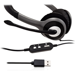 V7 Deluxe HU521-2EP Wired Over-the-head, On-ear Stereo Headset - Black, Dark, Grey - Microsoft Teams Certification - Binau