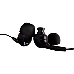 V7 HA105-3EB Wired Earbud Binaural Stereo Earphone - Black - In-ear - 32 Ohm - 20 Hz to 20 kHz - 1.20 m Cable - Mini-phone