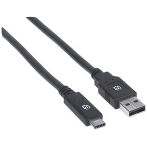 Manhattan Cable USB-C V3.1, C-A 2.0M Negro - 5Gbit/s - Apantallado - Níquel Contacto chapado - 30 AWG - Negro