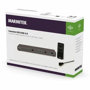 Marmitek Connect 621 UHD 2.0 Audio/Video Switchbox - Cable - 3840 x 2160 - 4K, 4K UHD - 2160p - 4 Input Device - 1 Display
