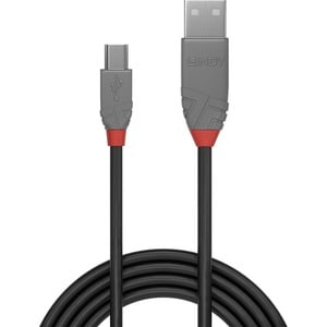 LINDY Anthra Line 50 cm USB/USB Mini-B Datentransferkabel - Erster Anschluss: Anschluss 1: USB A, Stecker - Zweiter Anschl