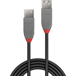 LINDY Anthra Line 5 m USB Data Transfer Cable - First End: 1 x USB 2.0 Type A - Male - Second End: 1 x USB 2.0 Type A - Fe