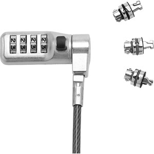 Dicota Cable Lock - 2 m Cable - Preset - 4-digit - Combination Lock - Black - Steel, Thermoplastic Rubber (TPR), Polyvinyl